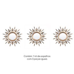 Espelho Decorativo Inova Soleil com 3 Pç 25x25cm Ouro Velho - 1