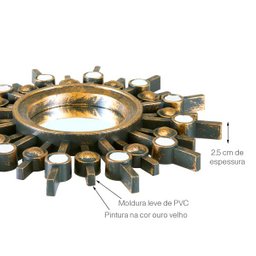 Espelho Decorativo Inova Soleil com 3 Pç 25x25cm Ouro Velho - 5