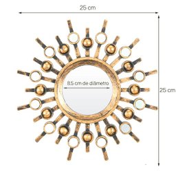 Espelho Decorativo Inova Soleil com 3 Pç 25x25cm Ouro Velho - 3