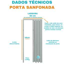 Porta Sanfonada Pvc 0,60x2,10 Multilit Cinza - 3