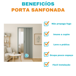 Porta Sanfonada Pvc 0,60x2,10 Multilit Cinza - 5