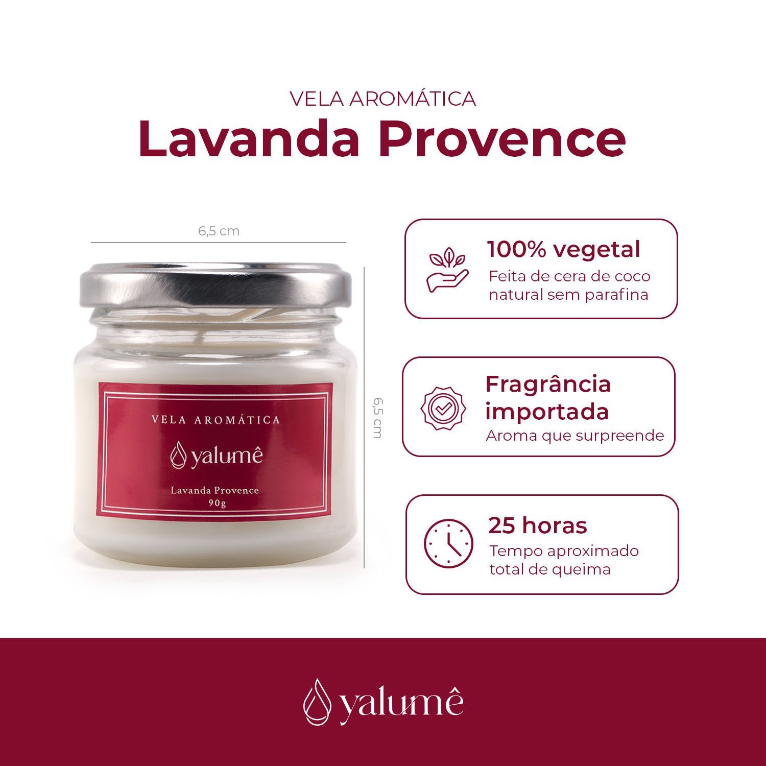 Vela Aromática Lavanda Provence 25 Horas (90g) - Yalumê - Vela Perfumada sem Parafina - 2