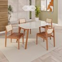 Ver imagem 1 de Sala de Jantar Mesa 135x76cm Tampo em MDF com Vidro 4 Cadeiras em Couríssimo Ceci Yescasa Marrom/Mar