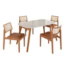 Ver imagem 2 de Sala de Jantar Mesa 135x76cm Tampo em MDF com Vidro 4 Cadeiras em Couríssimo Ceci Yescasa Marrom/Mar