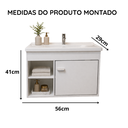 Ver imagem 3 de Gabinete Suspenso com Cuba Banheiro 1 Porta e Nicho Cannes:branco