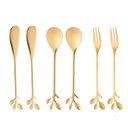 Ver imagem 1 de Conjunto 6 Talheres Aço Inox Dourado Leaves