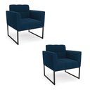 Ver imagem 1 de Poltrona Decorativa Industrial Preto Kit 2 Elisa Bouclê Azul D03 - D'Rossi