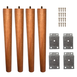 Kit 4 Pés Palito de Madeira Maciça com Chapinhas de Metal - 1 Kit 4 Pés Palito de Madeira Maciça com Chapinhas de Metal - 1