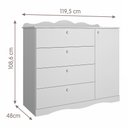 Ver imagem 4 de Jogo de Quarto Infantil Cômoda Encanto e Berço Harmonia Branco com Capitonê - Permóbili Baby