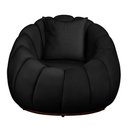 Ver imagem 2 de Poltrona Redonda Concha C/ Almofada Base Fixa Veludo Preto - Vallisa Decor