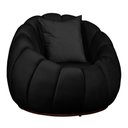 Ver imagem 1 de Poltrona Redonda Concha C/ Almofada Base Fixa Veludo Preto - Vallisa Decor