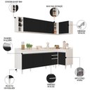 Ver imagem 3 de Armário de Cozinha Modulado de Canto Esquerdo 5 Peças Cp53 Balcão com Tampo Branco/preto - Lumil Lum