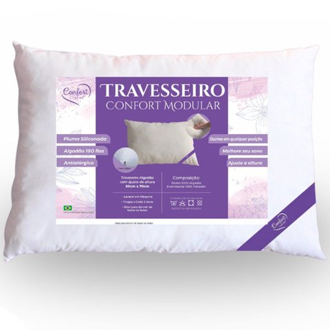Travesseiros Confort Modular 50x70cm 100% Algodão 200 Fios Confort Linens Branco