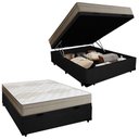 Ver imagem 1 de Cama Box Baú Casal Suede + Colchão de Molas Ensacadas Portobel Ipanema -  138x188x66cm Cor:preto