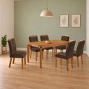 Ver imagem 1 de Conjunto de Mesa de Jantar Dublin 180 Tp MDF Laminado Canto Copo 6 Cadeiras Valentina