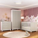 Ver imagem 1 de Quarto de Bebê Completo com Berço Americano 3 em 1 Allegra Multimóveis Mp4590 Branco/off White