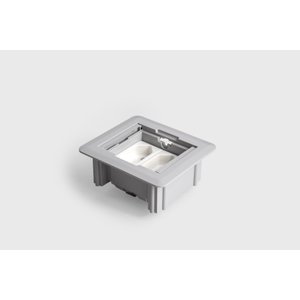 Caixa de Tomada Embutir Mesa 2 Tomadas Flex Tampa Retrátil Cinza