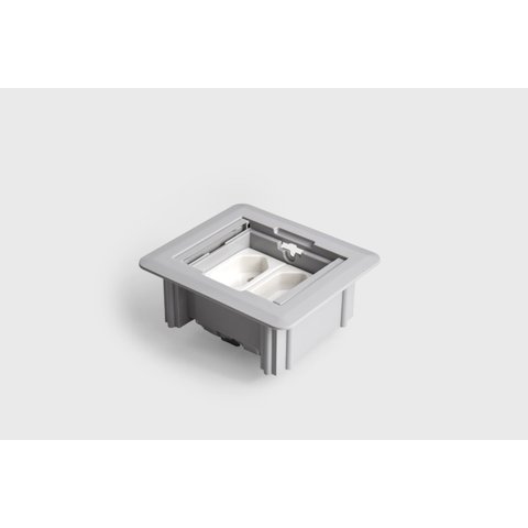 Caixa de Tomada Embutir Mesa 2 Tomadas Flex Tampa Retrátil Cinza