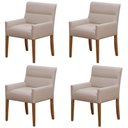 Ver imagem 1 de Kit 4 Cadeiras para Mesa de Jantar Angel Base Madeira Corano Bege - Nexta Casa