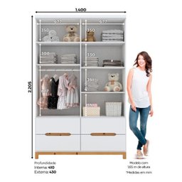 Guarda-roupa Henn Alegria - 4 Portas - Branco - (221 X 140 X 43cm) - 3