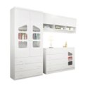 Ver imagem 1 de Jogo de Quarto Infantil Algodão Doce MDF Armário Aéreo + Roupeiro + Cômoda Sapateira