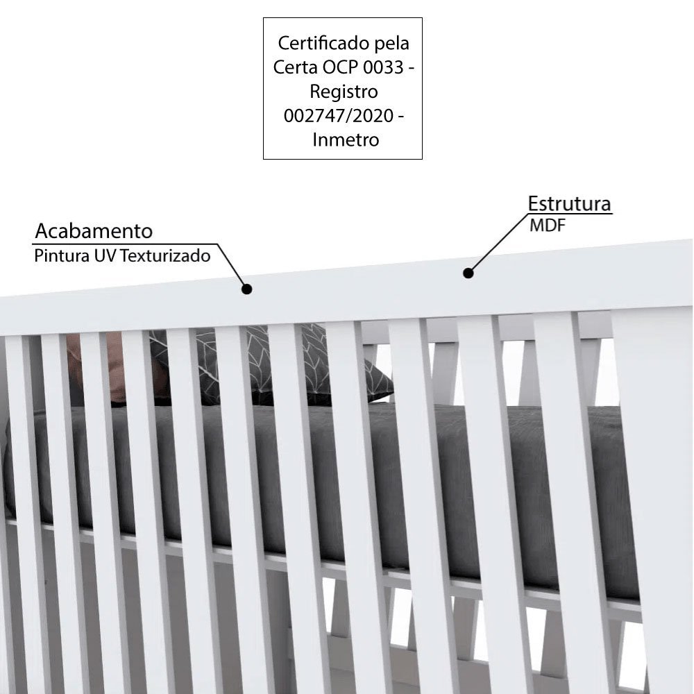 Berço Mini Cama Montessoriano 3 em 1 Alegria - Branco - 2