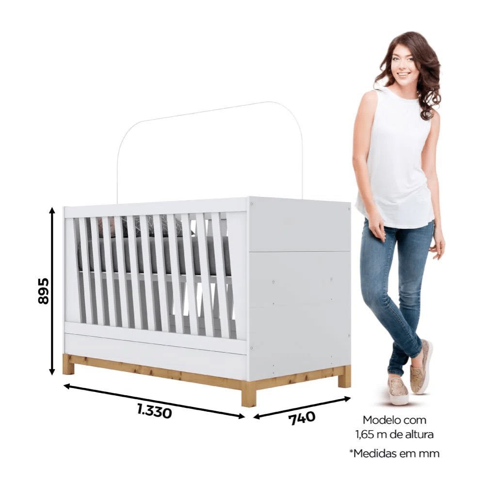 Berço Mini Cama Montessoriano 3 em 1 Alegria - Branco - 5