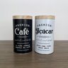 Kit 2 Latas Café e Açúcar Preta Branca Retrô com Tampa - 1