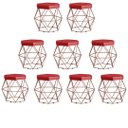 Ver imagem 1 de Kit 9 Puffs decorativos aramado Vanessa-corino vermelho
