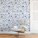 Ver imagem 2 de Papel de Parede Temático Notas Musicais em Tons Azuis 3,3m