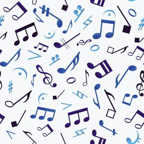 Papel de Parede Temático Notas Musicais em Tons Azuis 3,3m
