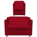 Ver imagem 1 de Kit Poltrona e Namoradeira Tilla Suede Vermelho Twdecora