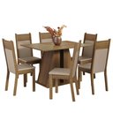 Ver imagem 2 de Conjunto Sala de Jantar Mesa Tampo de Madeira 6 Cadeiras Rustic/bege Beverly Madesa