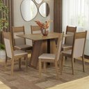 Ver imagem 1 de Conjunto Sala de Jantar Mesa Tampo de Madeira 6 Cadeiras Rustic/bege Beverly Madesa