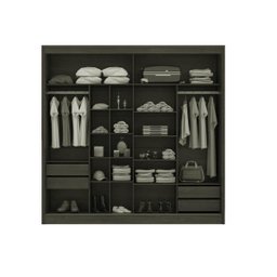 Guarda-Roupa Curitiba com Espelho Canela/Off-White - Mirarack - 2