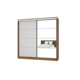 Guarda-Roupa Curitiba com Espelho Canela/Off-White - Mirarack - 1