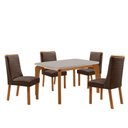 Ver imagem 2 de Mesa de Jantar Liz 4 Lugares Retangular MDF com Vidro 120cm Marrom 4 Cadeiras Carolina Moderna