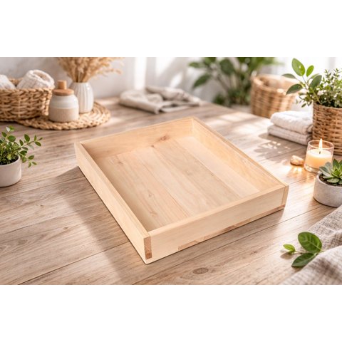 Caixa Organizadora de Madeira 50x50x10 cm Eucalipto Neonx