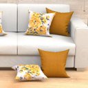 Ver imagem 4 de Jogo Capa Almofada Mostarda e Amarela Floral 2 Unidades 45cm x 45cm Tecido Jacquard com zíper