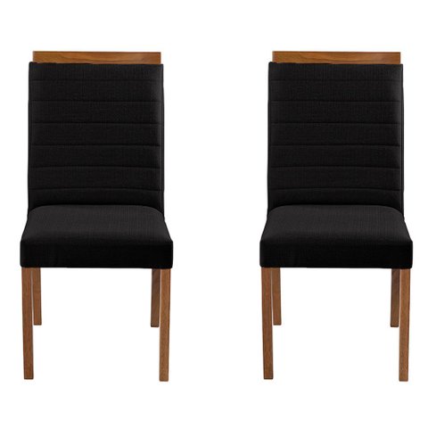 Kit 2 Cadeiras Decorativas Sala de Jantar Luxo Sueli Facto Preto - Mozzelar