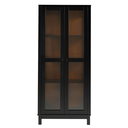 Ver imagem 3 de Cristaleira de Madeira com 2 Portas 3 Prateleiras e Pés Retos - Preto Laca com Fundo Imbuia Glazer