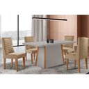 Ver imagem 1 de Conjunto Sala de Jantar Tilia C/ Tampo Madeirado C/ Vidro Canto Curvo 120x80cm e 4 Cadeiras Dafne