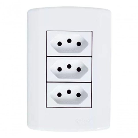 Placa 4x2 + 3 Tomadas 2p+t 10a-250v 250v - Branco