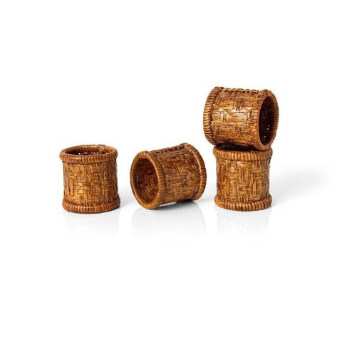 Anel de Guardanapo Copa e Cia 4 Peças Rattan e Bambu Palha