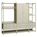 Ver imagem 2 de Guarda-Roupa Closet Casal com Cabideiros 2 Portas 6 Gavetas 232cm Cinza/Off White