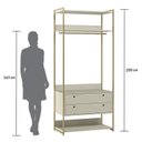 Ver imagem 7 de Guarda-Roupa Closet Casal com Cabideiros 2 Portas 6 Gavetas 232cm Cinza/Off White
