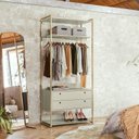 Ver imagem 5 de Guarda-Roupa Closet Casal com Cabideiros 2 Portas 6 Gavetas 232cm Cinza/Off White