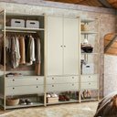 Ver imagem 1 de Guarda-Roupa Closet Casal com Cabideiros 2 Portas 6 Gavetas 232cm Cinza/Off White