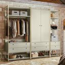 Ver imagem 4 de Guarda-Roupa Closet Casal com Cabideiros 2 Portas 6 Gavetas 232cm Cinza/Off White