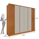 Ver imagem 4 de Guarda Roupa Casal Ripado com 6 Portas, 6 Gavetas e Cabideiros 275x232x56cm Cinamomo/Off White